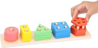 HOME BOX- Geometric Shape Matching 5 Column Blocks Learning Toys