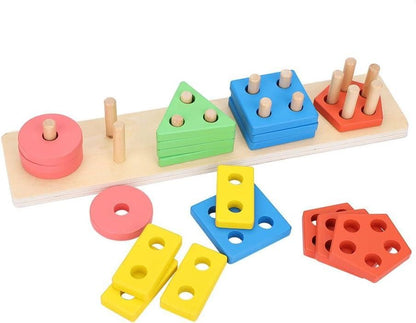 HOME BOX- Geometric Shape Matching 5 Column Blocks Learning Toys