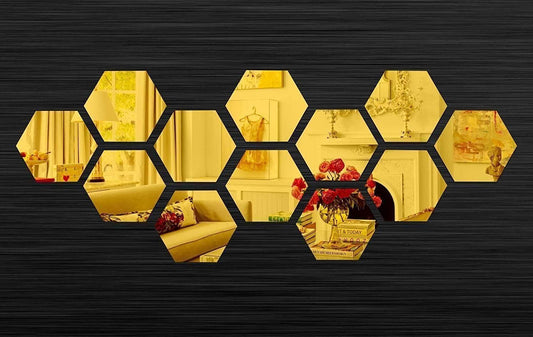 HOME BOX-Acrylic Hexagon, Mirror Wall Stickers