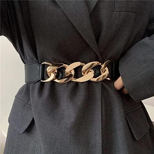 HOME BOX-Women's Elastic Waist Stretchable Gold Chain Belt (Pack Of 1)