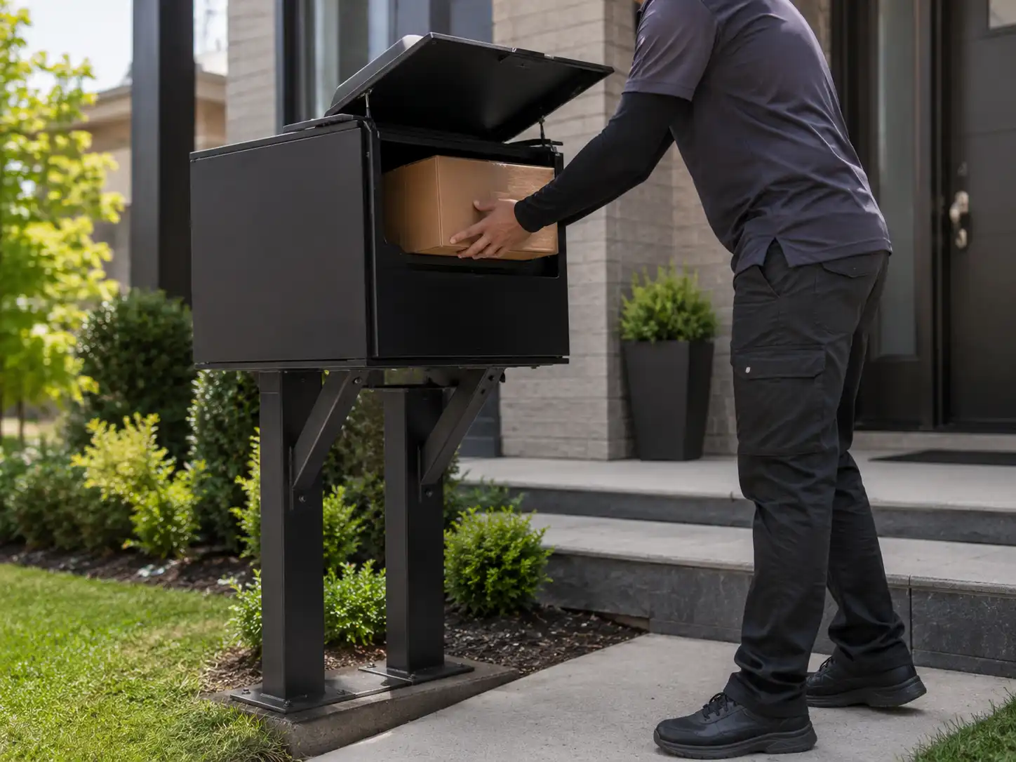 parcel box with strong metal post base