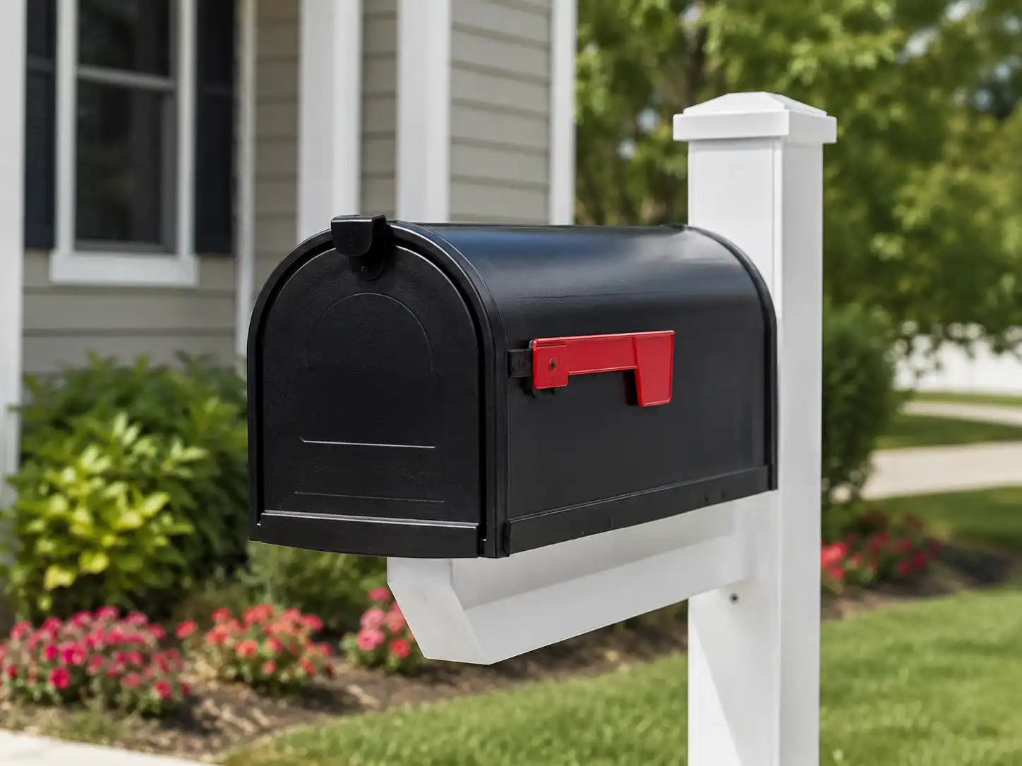 Stainless steel wall-mounted mailbox on a modern home exterior, suitable for rainy or coastal weather conditions.