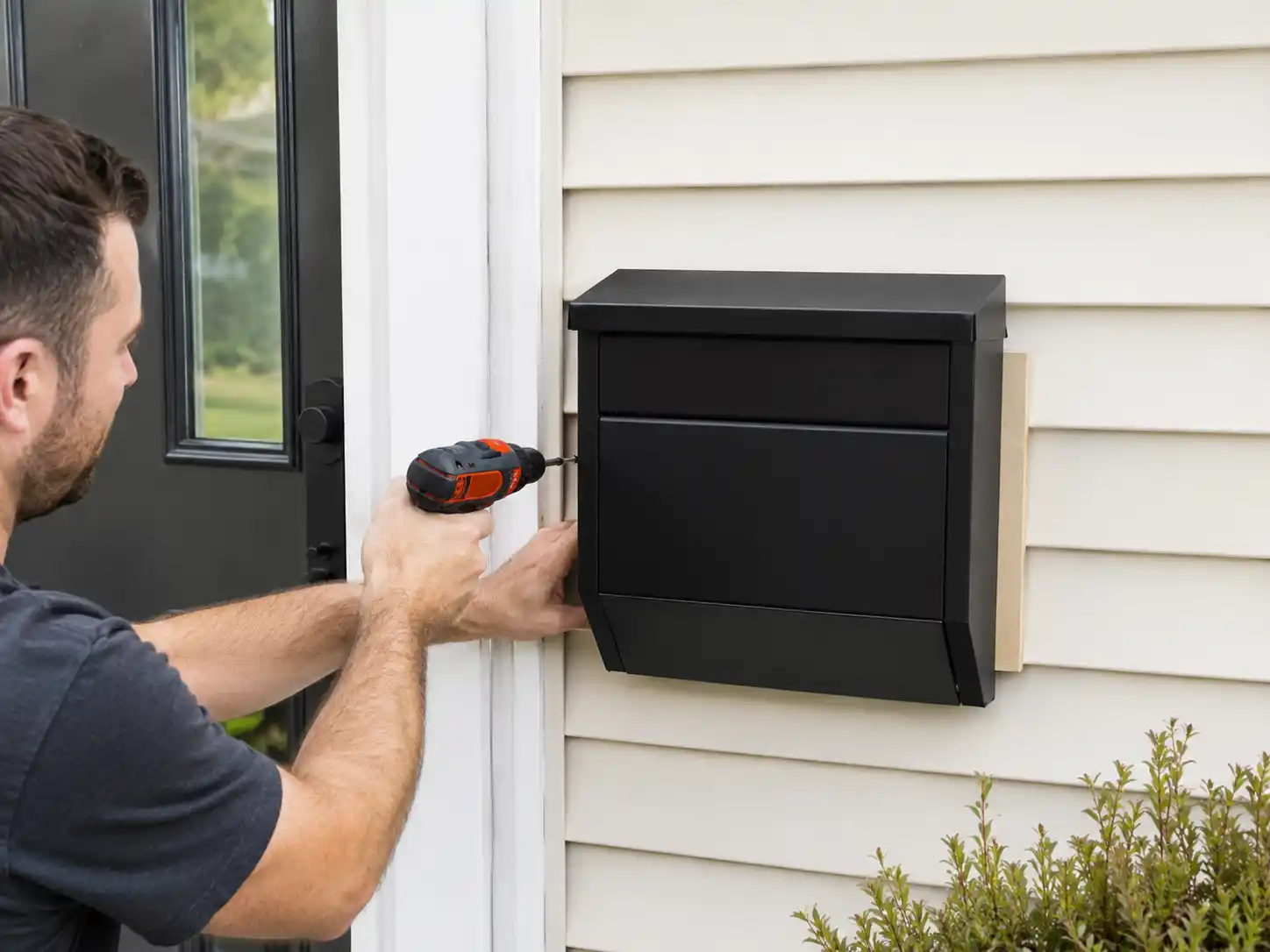 Installing a wall-mounted mailbox on a concrete exterior wall using masonry anchors