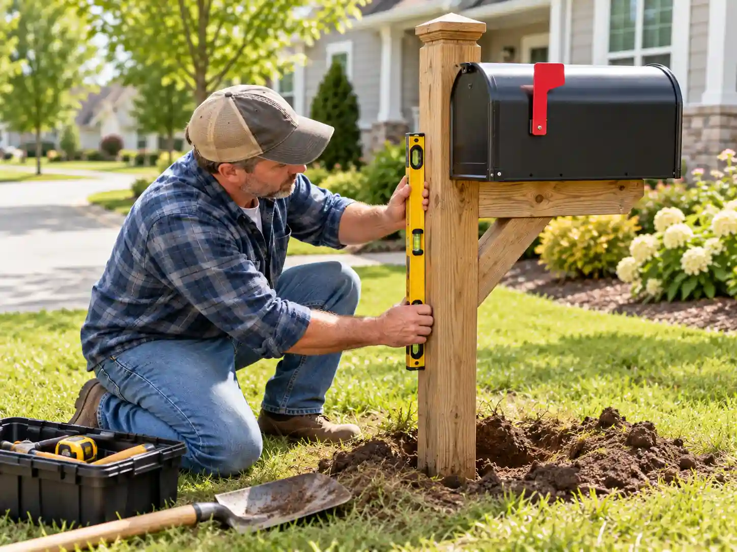 how to fix a leaning mailbox post