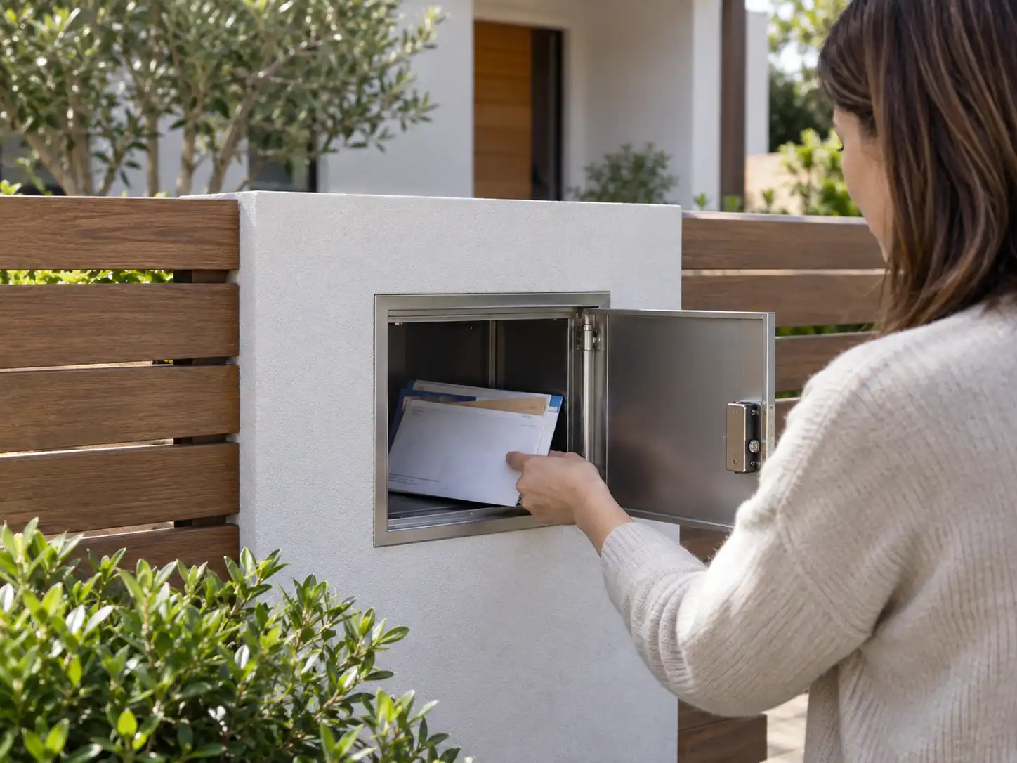 rear access mailbox for a new home
