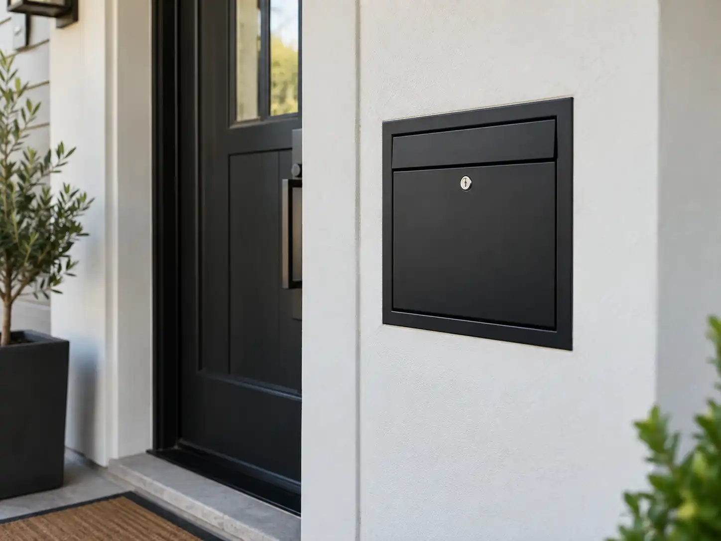 recessed mailbox for a home entrance