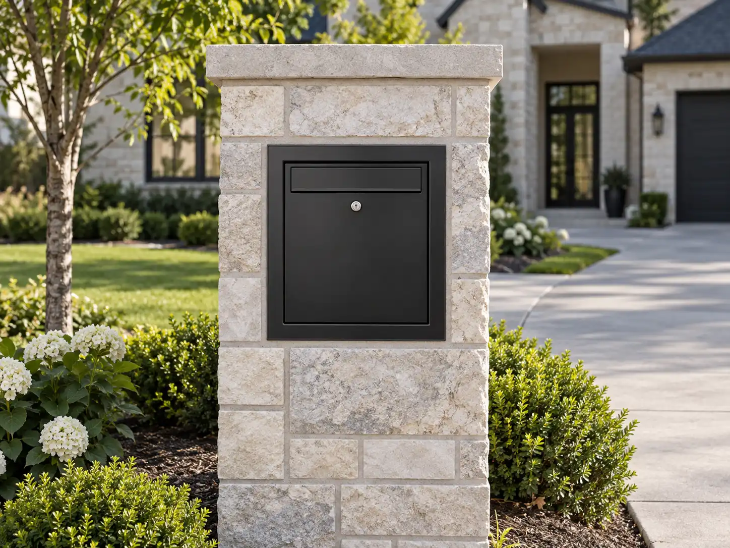 recessed mailbox in a stone column