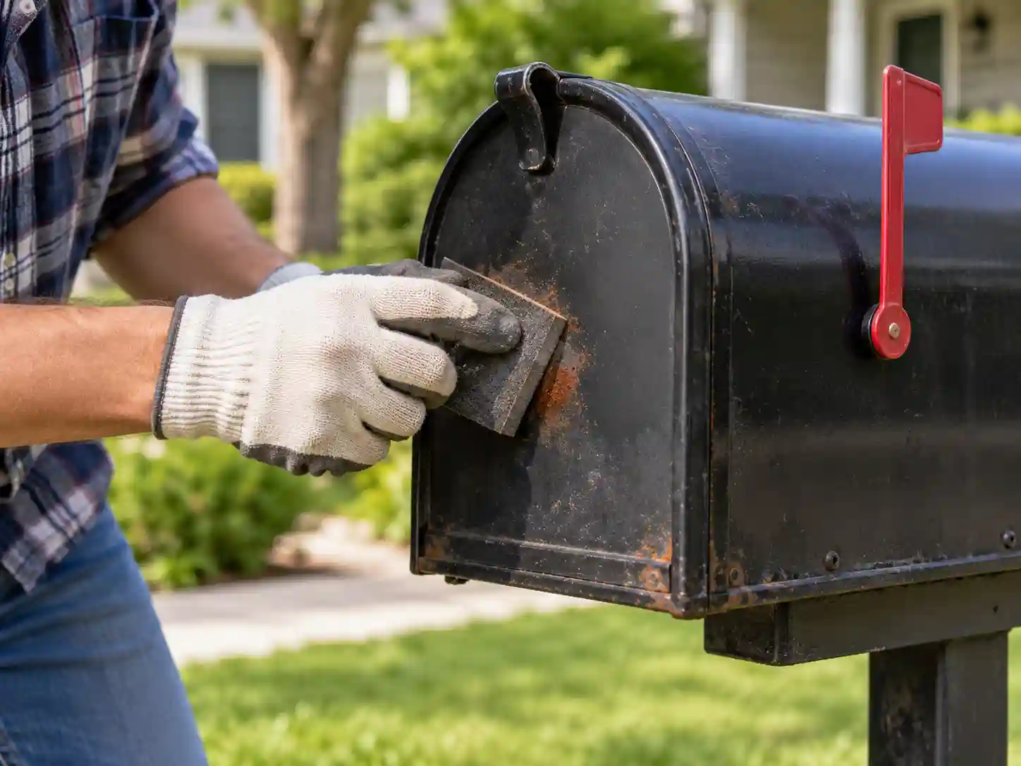 how to remove rust from a metal mailbox