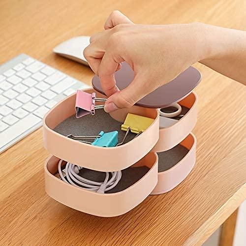 HOME BOX-"Reflective Revolve Jewelry Box: 4-Layer Organizer with Rotating Design and Mirror Lid"