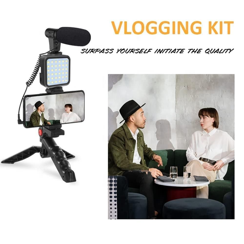 HOME BOX-"VlogMaster Pro Kit: Microphone, LED Fill Light, and Tripod Bundle for Phone Videography"