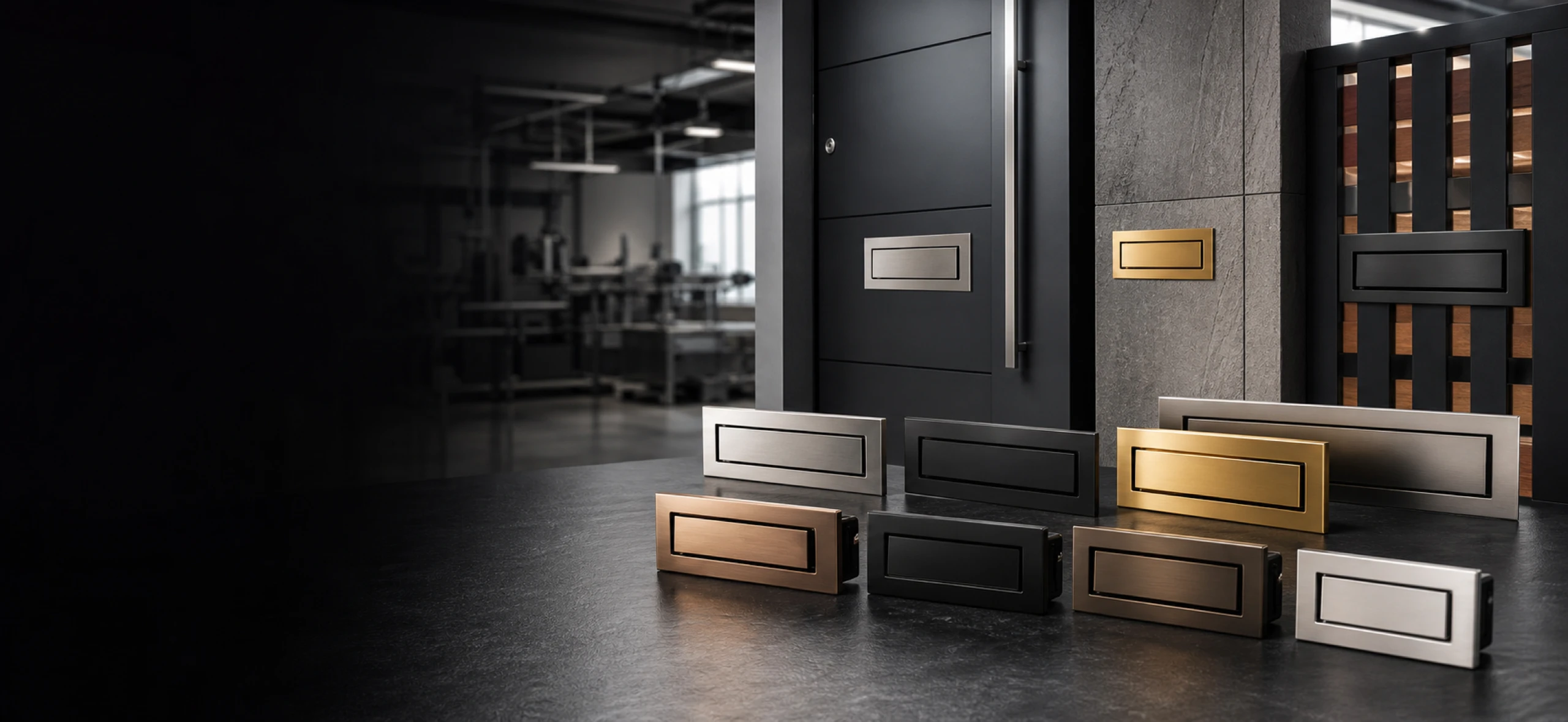 Custom mail slots in multiple metal finishes for doors walls gates and OEM property projects