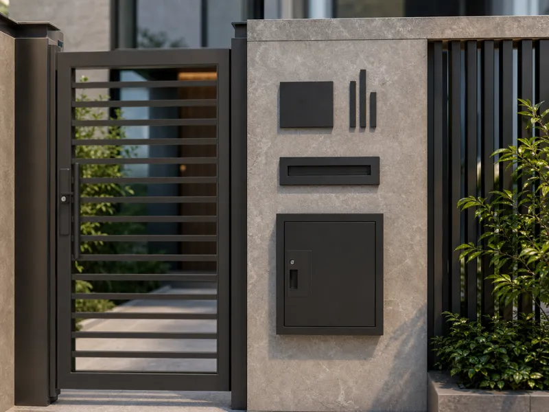Serviced apartment lobby with letterboxes and parcel lockers for long-stay guest mail and online orders