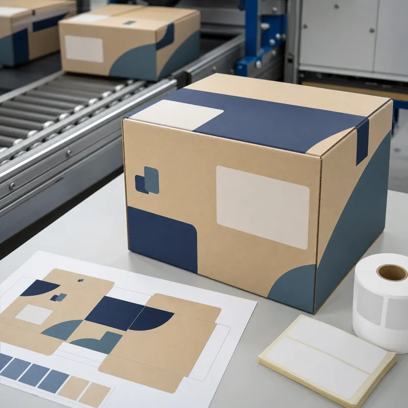 Custom printed carton artwork and packaging samples prepared for private label parcel box branding
