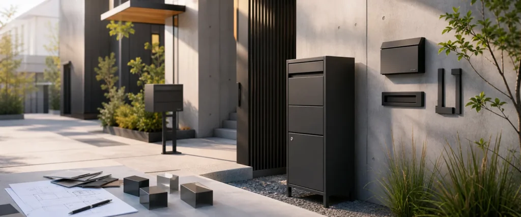 Custom metal mailboxes, parcel boxes, mail slots and house numbers designed for OEM and ODM outdoor mail product projects