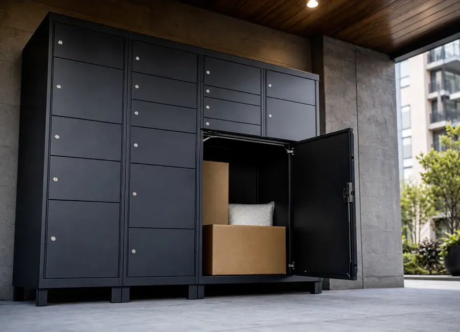 Extra large parcel boxes for residential community deliveries