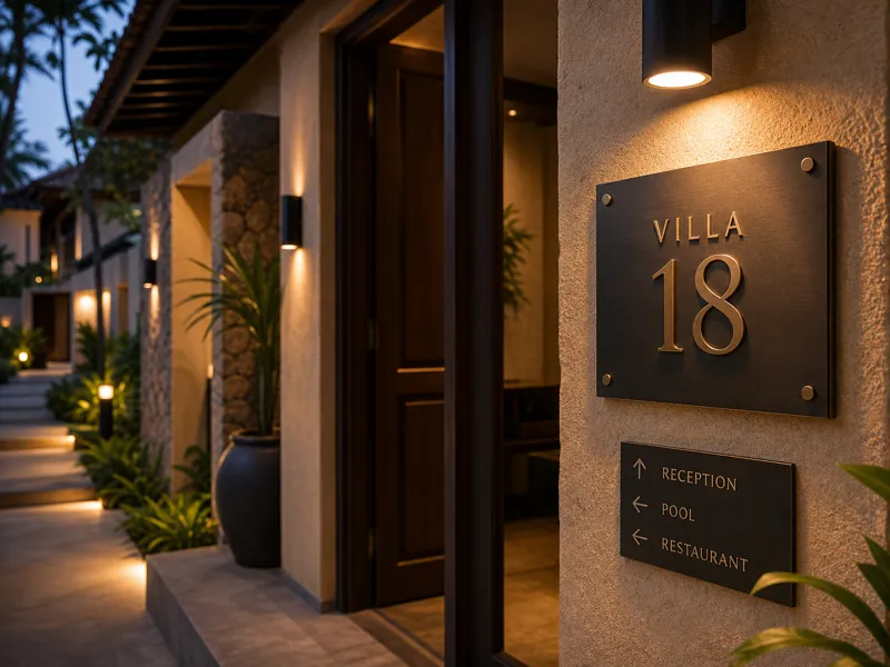Custom address sign for hotel serviced apartment villa guest house and rental property entrance