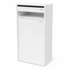 MB535 white wide parcel pillar letterbox with black letters slot open parcel shelf and horizontal parcels panel