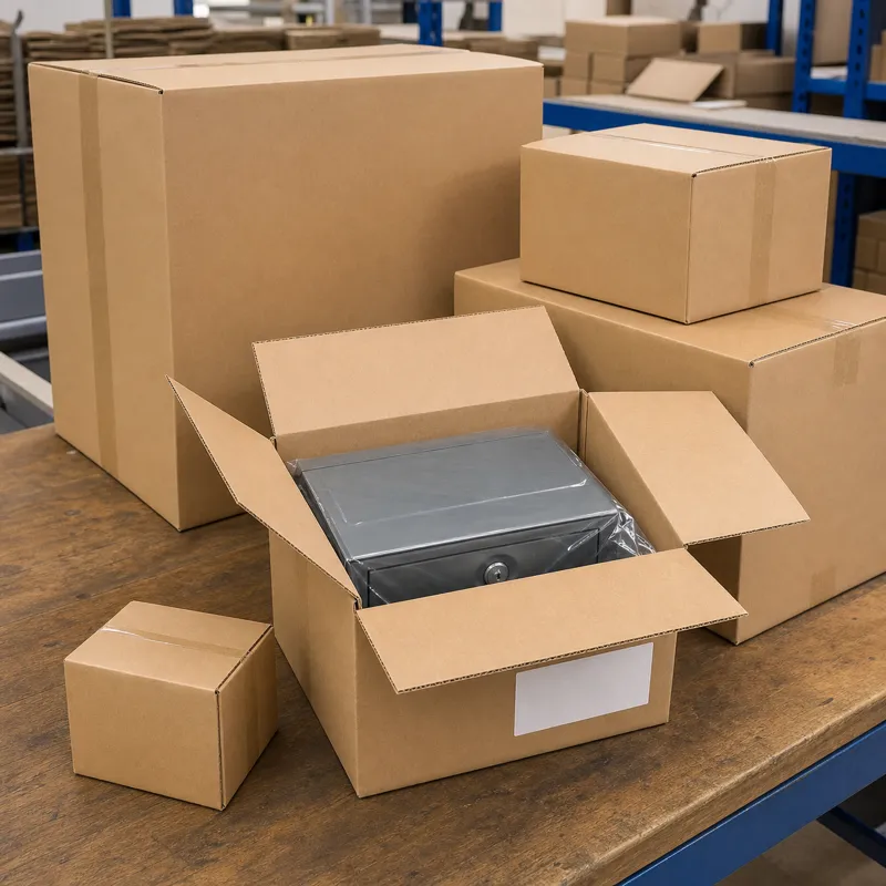 Plain wholesale cartons holding a protected metal parcel box for standard mailbox and parcel box distribution