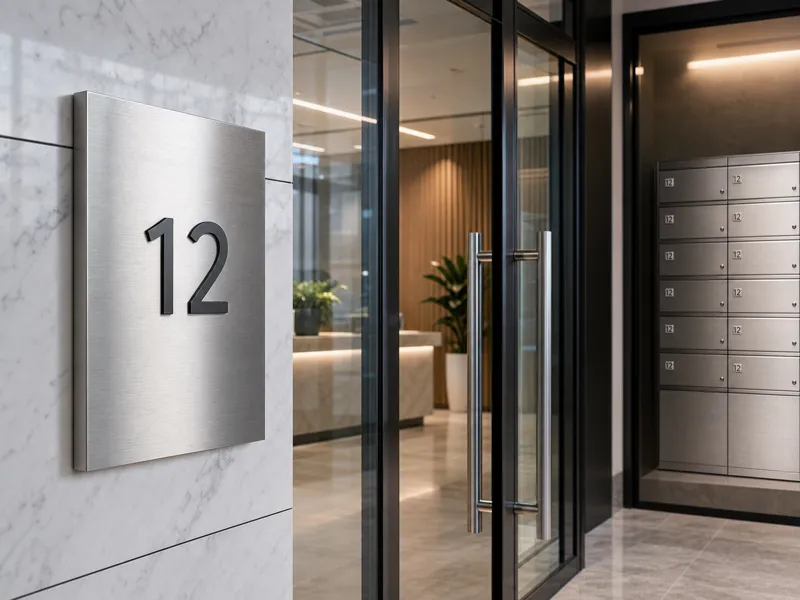 Custom address sign for office entrance reception mailroom and business building identification