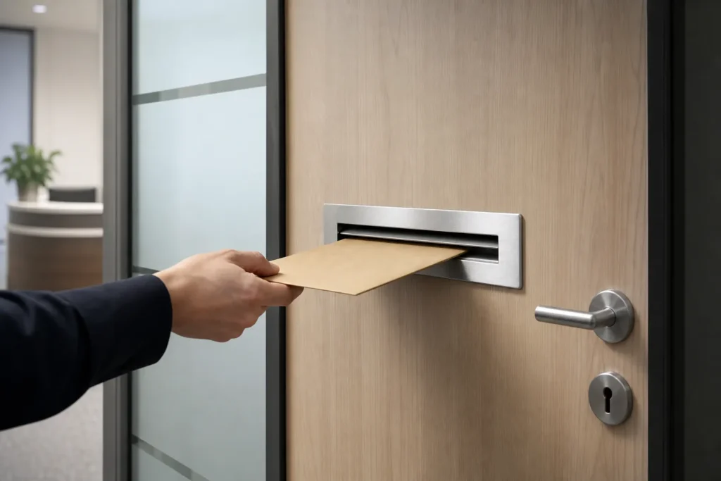 Combined office parcel letterbox for receiving letters and small parcels in one secure unit