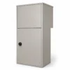 PD3031 cream white through wall parcel post box installed into a modern residential entrance wall with finishing frame