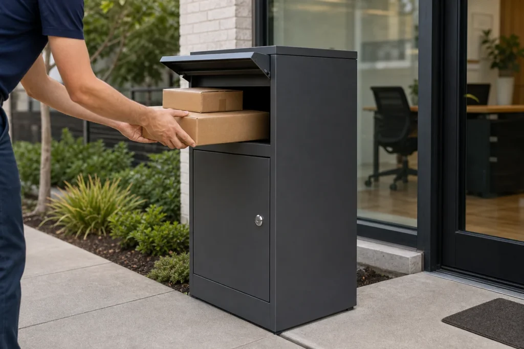 Medium parcel drop box for daily parcel receiving in residential and office use
