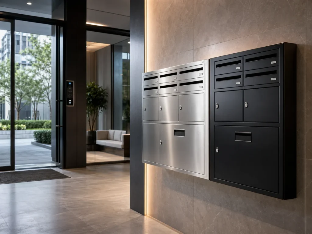 Modern letterboxes and parcel letterbox units for different residential and commercial building styles