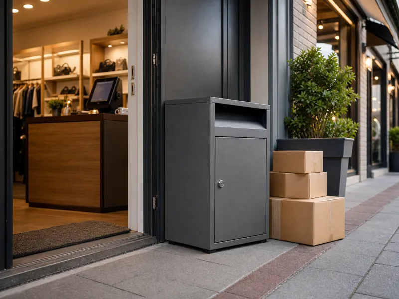 Durable parcel boxes for shops showrooms service counters and small commercial delivery areas.