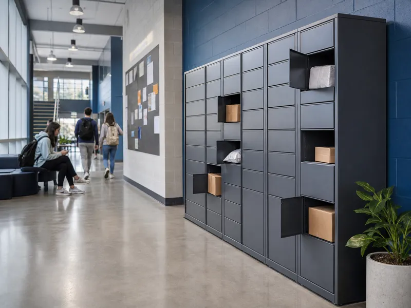 Parcel box solutions for campus buildings student housing mailrooms and shared delivery points.