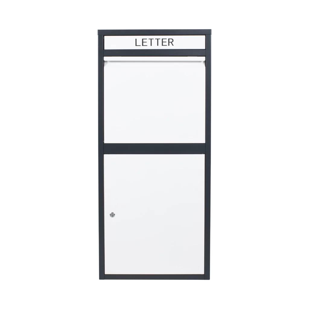custom large parcel drop box in black & white – secure package collection | lb02