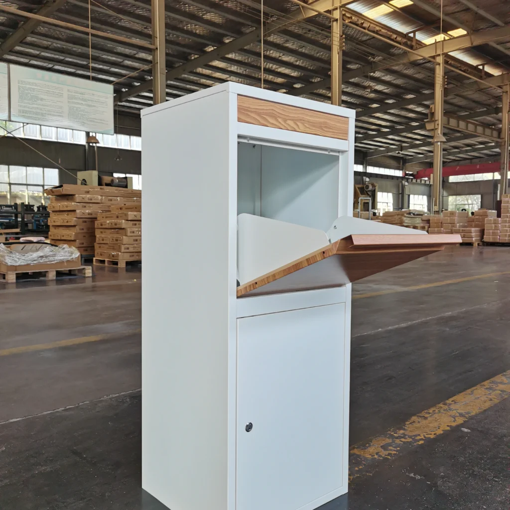 custom large package delivery box in white & wood color | lb03
