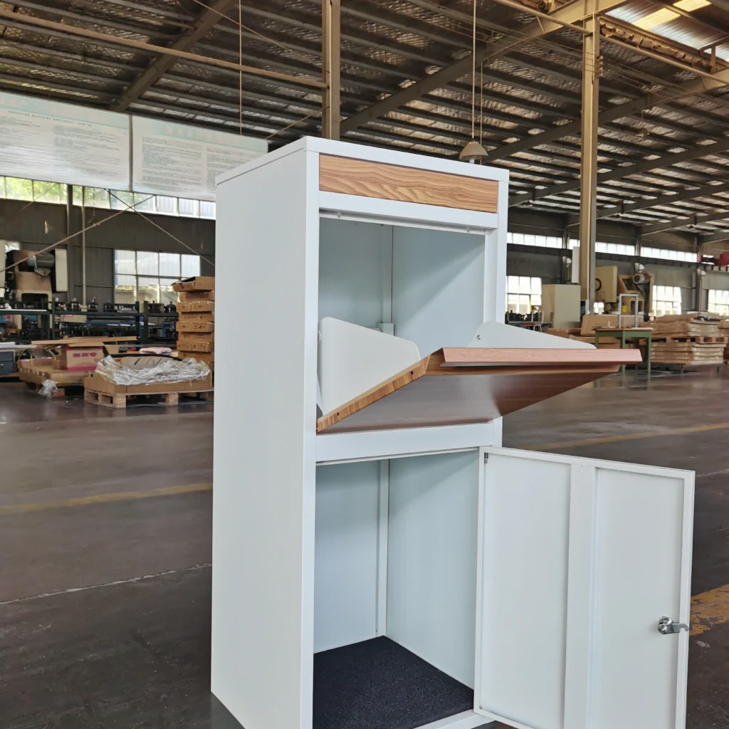 custom large package delivery box in white & wood color | lb03