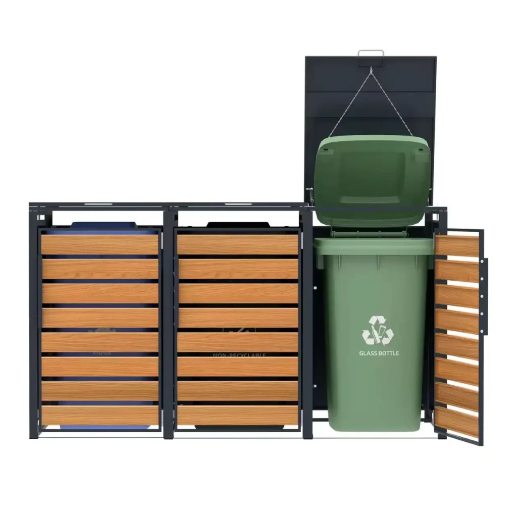 3-Bin Outdoor Trash Bin Enclosure