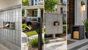 PO boxes, home mailbox, community mailbox, parcel locker, and home parcel box compared for mail and package delivery