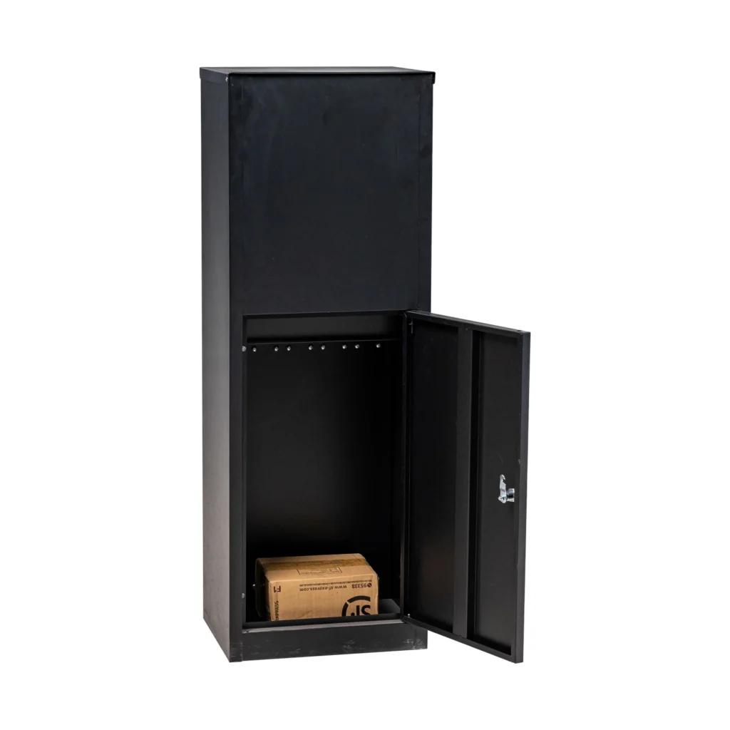 custom rear access package delivery box in durable wood | ra04